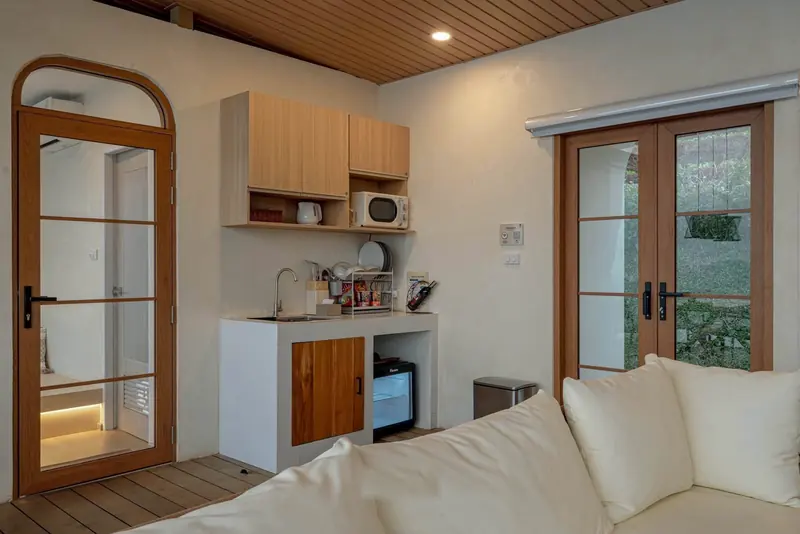 Kitchenette and living area