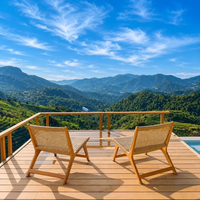Chairs facing the mountains