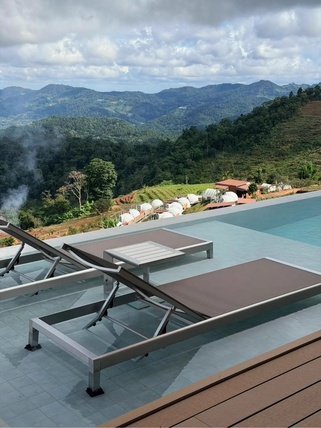Private pool with mountain and mist views